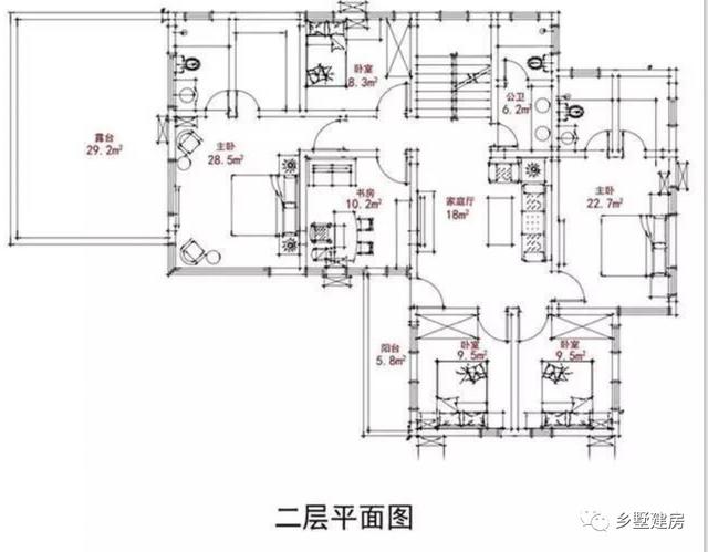 新中式兩層半自建房設計圖，老人房+微景觀天臺+庭院