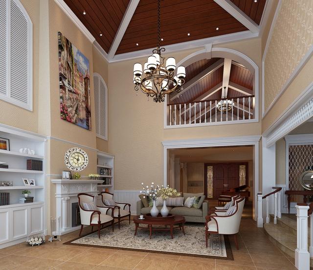 一進屋被旋轉樓梯吸引了，鄭州330平別墅真是太美啦！