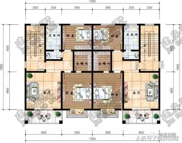 兩套兄弟雙拼農村別墅圖紙，一個家族的興盛象征
