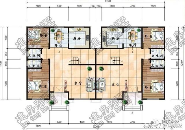 兩套兄弟雙拼農村別墅圖紙，一個家族的興盛象征
