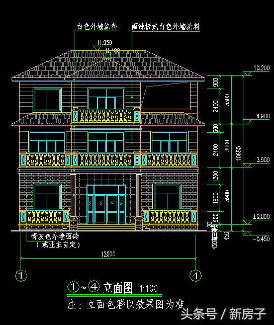 12.44×9.54三層別墅施工圖、效果圖！