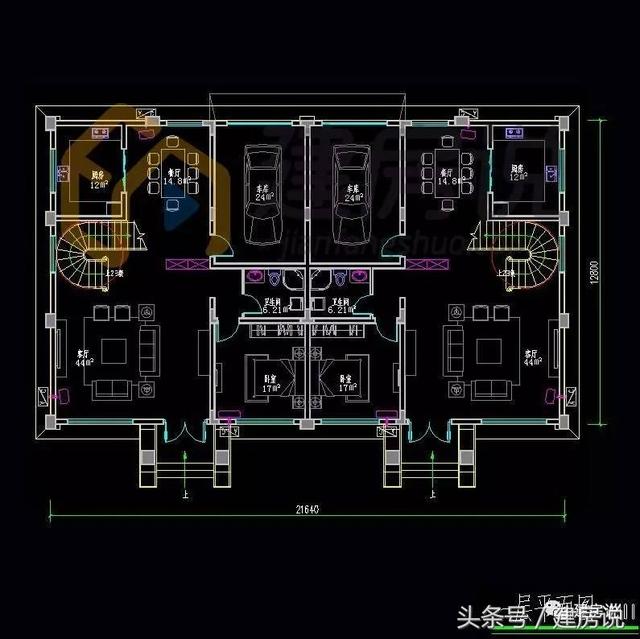 兄弟齊心，聯手建別墅！大氣歐式雙拼別墅帶車庫戶型