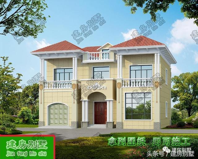 兩層帶車庫大氣別墅，一人建全村模仿建的圖紙設計