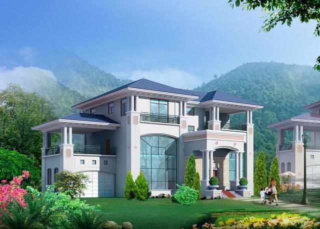 造價(jià)70萬三層現(xiàn)代豪華陽光別墅帶老人房帶雙車庫房屋設(shè)計(jì)圖