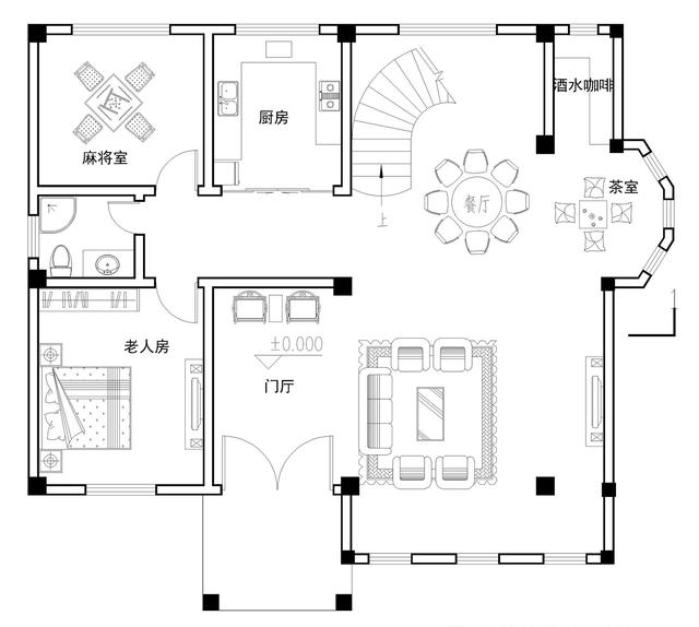易蓋房圖紙：12X11米農村別墅，挑空客廳+旋轉樓梯，戶型棒