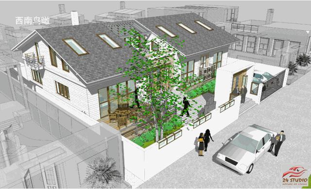 內(nèi)有天井上有天窗的二層別墅——24建筑設(shè)計(jì)案例