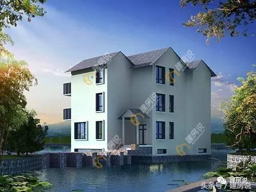 這是一款帶地下室輕鋼結構戶型，建造在水上的度假農村別墅