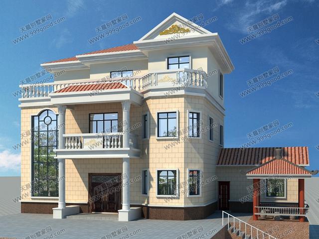 農(nóng)村自建三層田園別墅，18.8X9.8米別墅設(shè)計圖帶獨立廚房