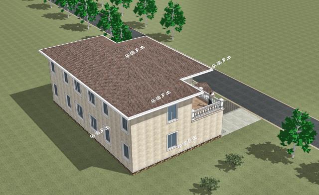 19.2x11.9米農村二層簡歐雙拼別墅，大露臺+車庫