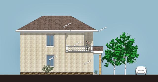 19.2x11.9米農村二層簡歐雙拼別墅，大露臺+車庫