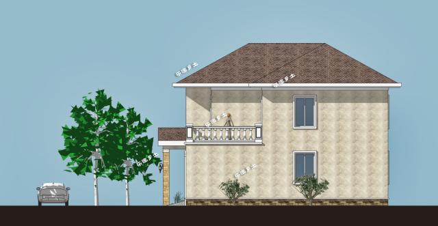 19.2x11.9米農村二層簡歐雙拼別墅，大露臺+車庫