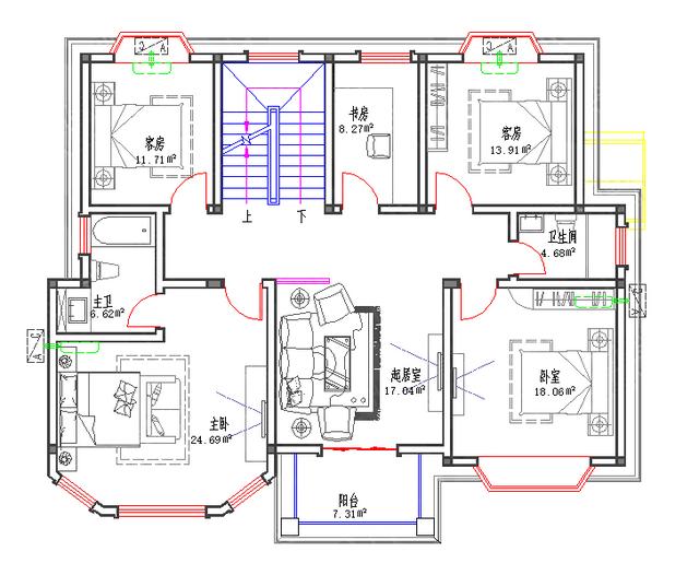 全套三層別墅設計圖3廳8臥6衛14×11米，合理布局