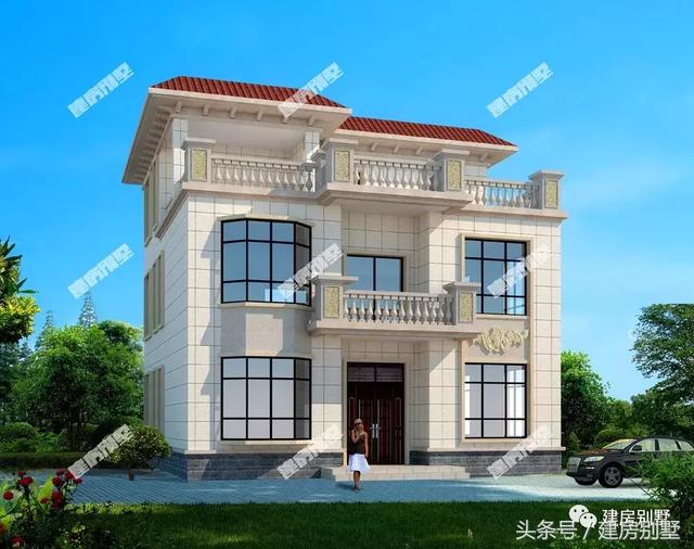 帶飄窗和大露臺的三層簡約別墅圖，這么好的房子讓你無可挑剔