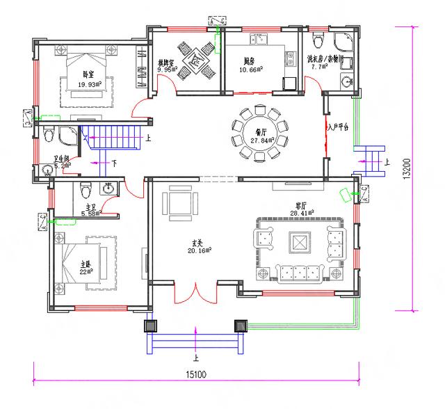 三層全套Cad別墅施工圖現(xiàn)代時(shí)尚四面開(kāi)窗 3廳11室5衛(wèi)15×13帶多功能房棋牌室