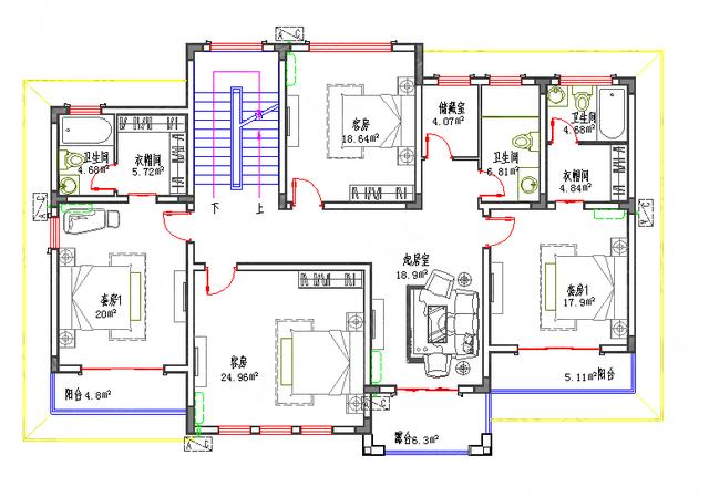 多功能別墅施工圖 全套45萬17×11三層2廳8室7衛帶多儲藏室套間多陽臺 夢想中的房子