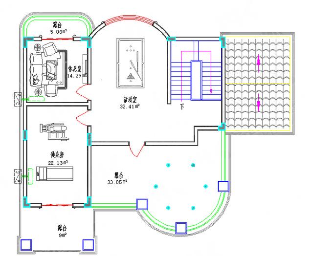 全套Cad復式四層豪華歐式城堡別墅施工圖，外觀大氣，你想要的應有盡有