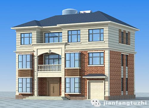 三層農(nóng)村自建房設(shè)計圖外觀簡約時尚施工簡單，有多個飄窗帶車庫主臥套間