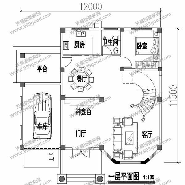 12X11.5米別墅設計圖，三層落地采光窗，歐式挑空設計！