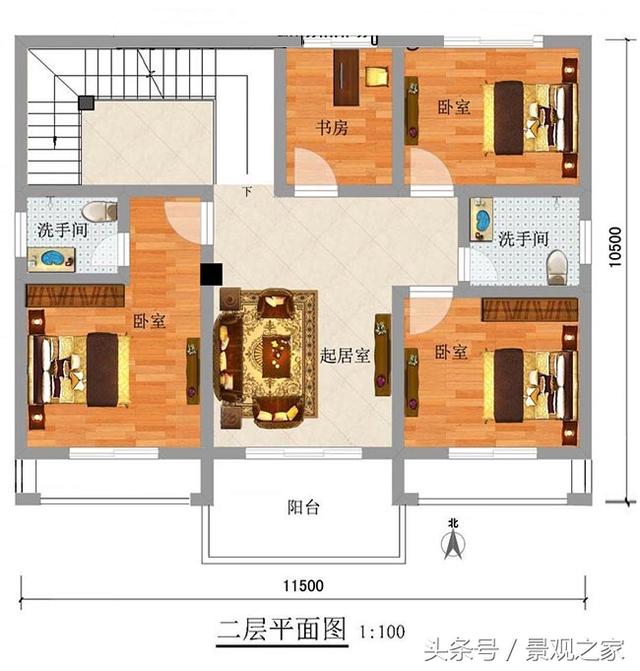 鄉(xiāng)村二層別墅設(shè)計圖，含外觀效果圖
