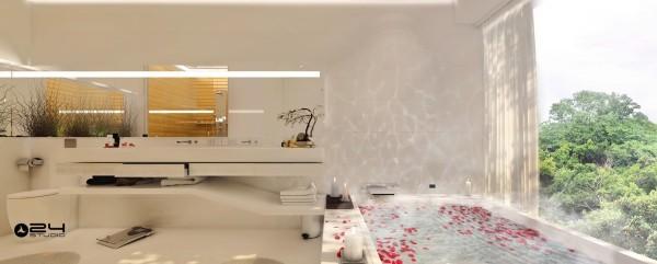 外國的浴室造在這種地方，太露了