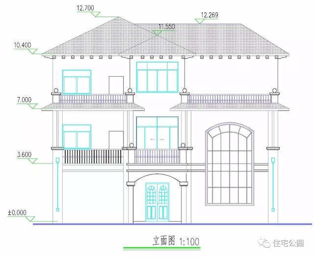 12X14米三層田園歐式別墅，旋轉樓梯帶大露臺，好看又實用！