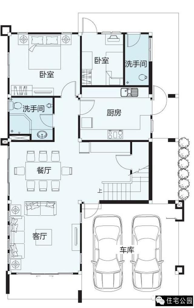 2層別墅戶型，5室2廳，雙車庫