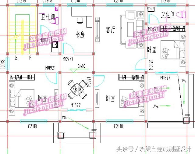 帶車庫磚混結構三層農村自建房別墅效果圖建筑圖，戶型簡約不簡單