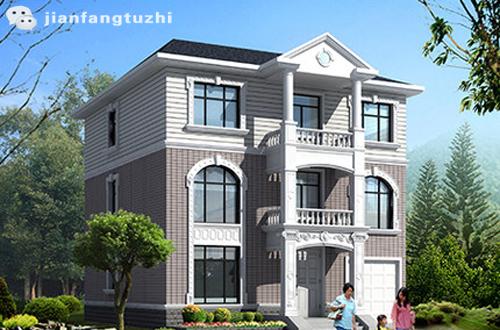 三層簡約歐式框架結構農村自建房圖紙，易施工45萬3廳6室12×12帶車庫活動室