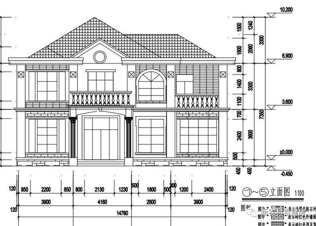 15x10米二層農村別墅設計圖，8間臥室，含平面圖和立面圖