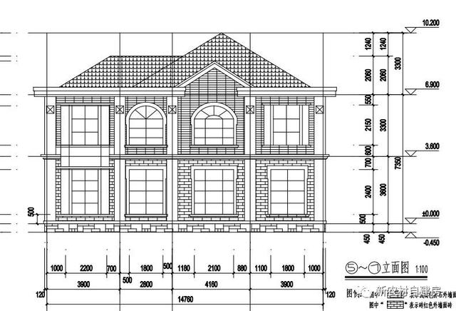 15x10米二層農村別墅設計圖，8間臥室，含平面圖和立面圖