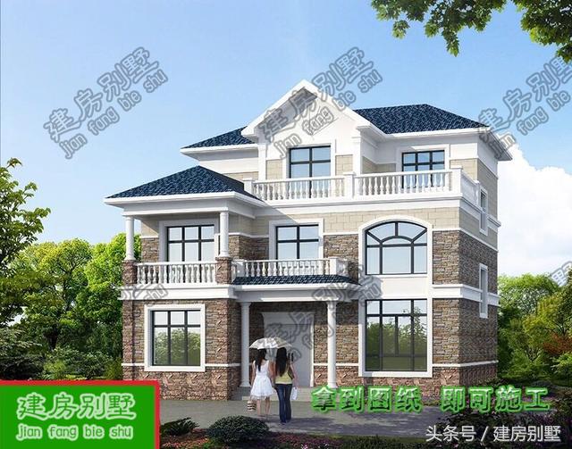 開間12，進深11.5兩層半別墅圖紙，有書房還有大露臺