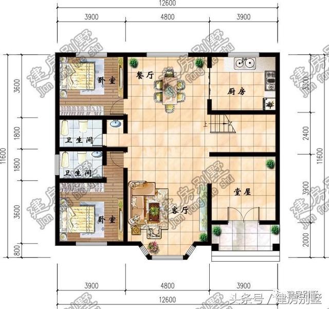 12.6×11.6米二層農村別墅，老爸老媽喜歡的不得了