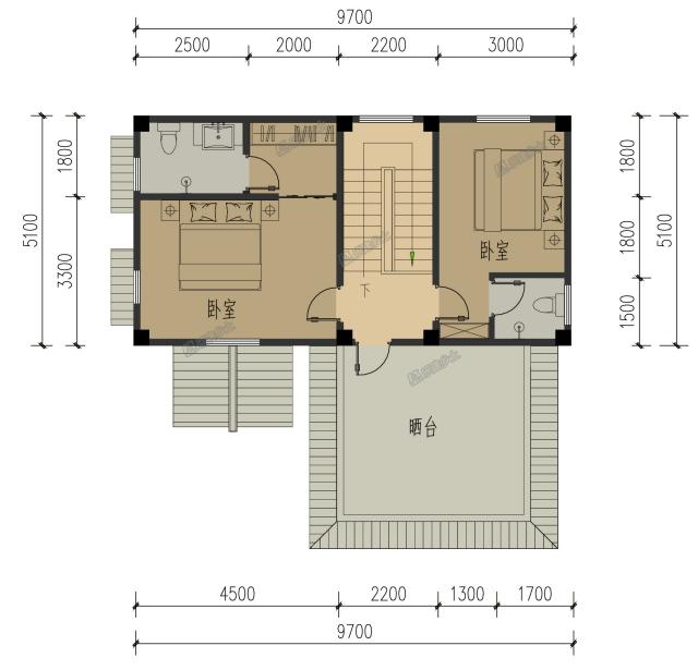 9.7x9米二層中式住宅，小巧不小氣