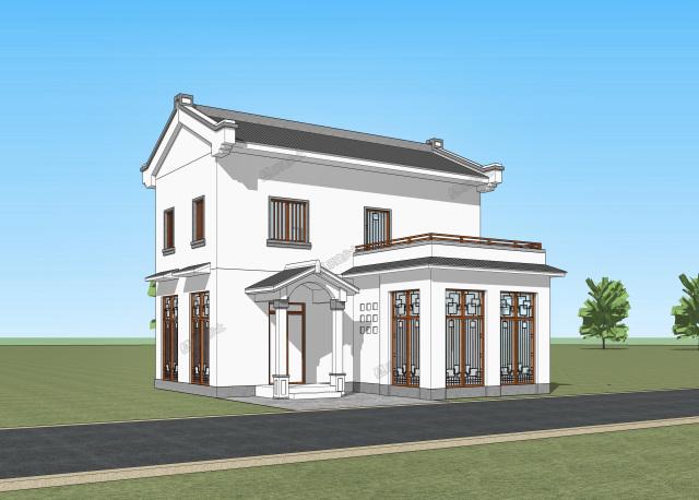 9.7x9米二層中式住宅，小巧不小氣