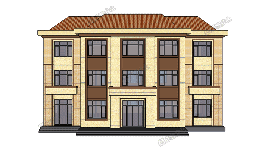 三層歐陸風(fēng)自建房設(shè)計(jì)，辦公+居住，布局設(shè)計(jì)實(shí)用合理
