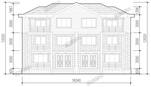 18x11米三層簡歐雙拼別墅，內部完全對稱，外觀整體感強