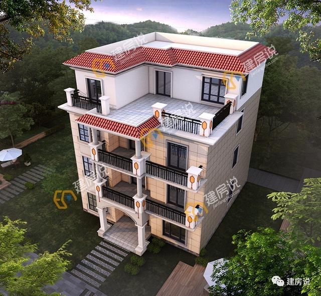 帶堂屋的四層農村別墅，造型獨特優美，經濟實用