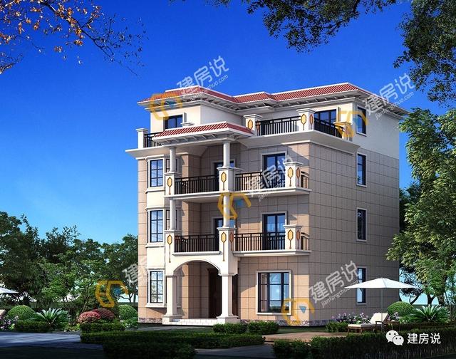 帶堂屋的四層農村別墅，造型獨特優美，經濟實用