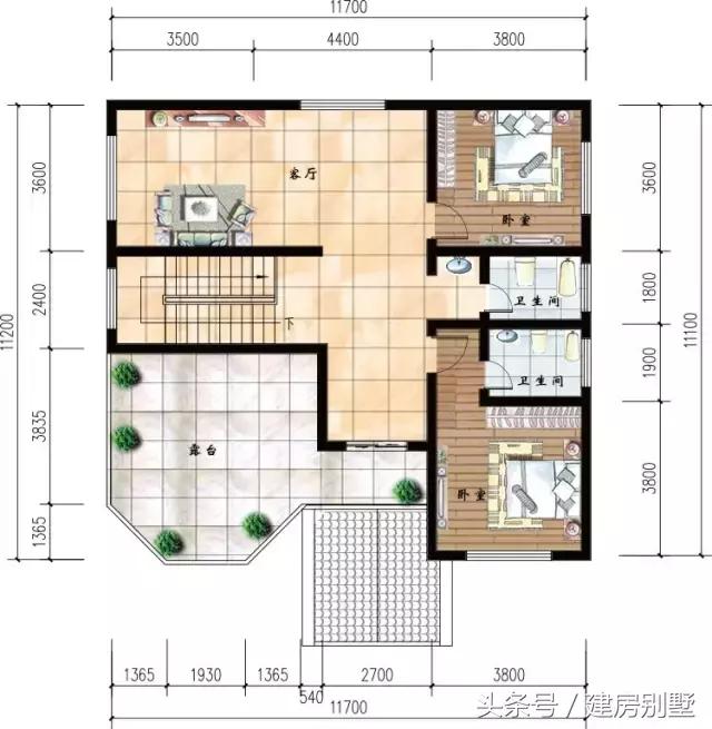 11.7×11.1三層農(nóng)村別墅，坐樓頂亭子里看長(zhǎng)天一色