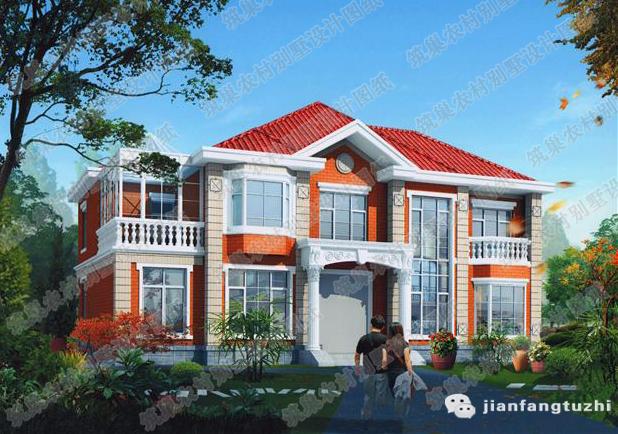 二層35萬2廳7室6衛帶花房鍋爐房20×11農村別墅建成效果圖