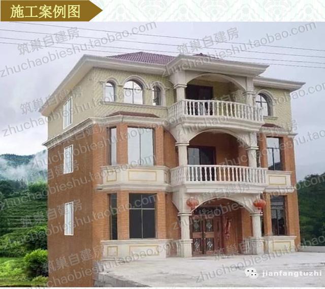 農村三層別墅建成效果圖展示：磚混結構造價30萬3廳9室6衛帶堂屋套間帶車庫