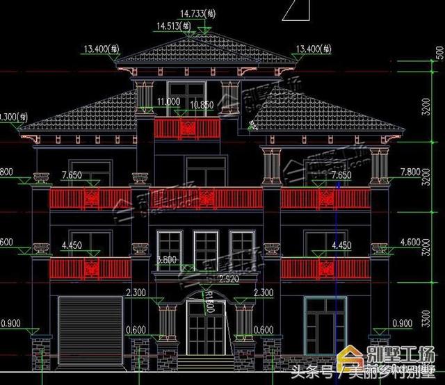 農村三層別墅圖紙帶小閣樓，外觀有層次的美感，穩重低調，造價60萬