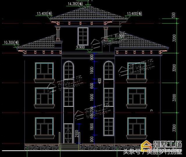農村三層別墅圖紙帶小閣樓，外觀有層次的美感，穩重低調，造價60萬