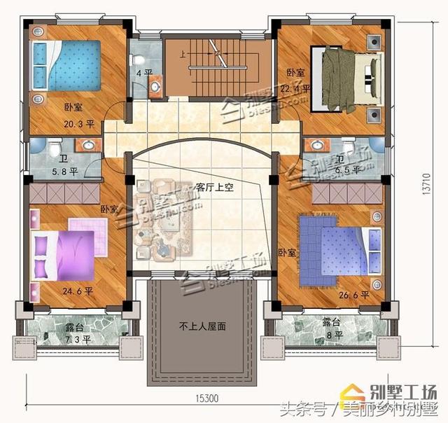 農村三層別墅圖紙帶小閣樓，外觀有層次的美感，穩重低調，造價60萬