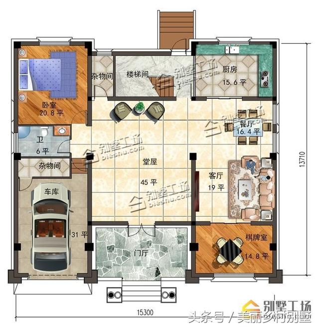 農村三層別墅圖紙帶小閣樓，外觀有層次的美感，穩重低調，造價60萬