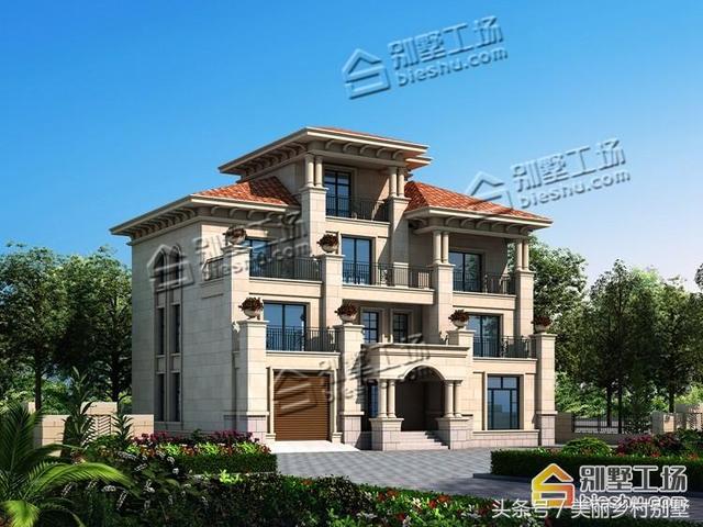 農村三層別墅圖紙帶小閣樓，外觀有層次的美感，穩重低調，造價60萬
