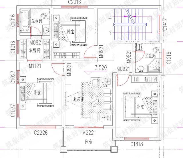 三層別墅建成效果圖：簡單易建25萬120㎡3廳5室4衛帶落地窗套間帶露臺