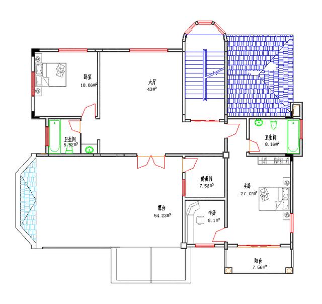 三層江南風(fēng)70萬3廳7臥16×16復(fù)式別墅設(shè)計(jì)圖，帶陽臺(tái)娛樂室車庫，外觀豪華大氣