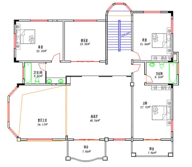 三層江南風(fēng)70萬3廳7臥16×16復(fù)式別墅設(shè)計(jì)圖，帶陽臺(tái)娛樂室車庫，外觀豪華大氣
