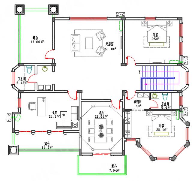 二層豪華歐式城堡別墅圖，造價40萬2廳4室17×15帶涼亭茶廳棋牌室套間，打造超完美視覺感受